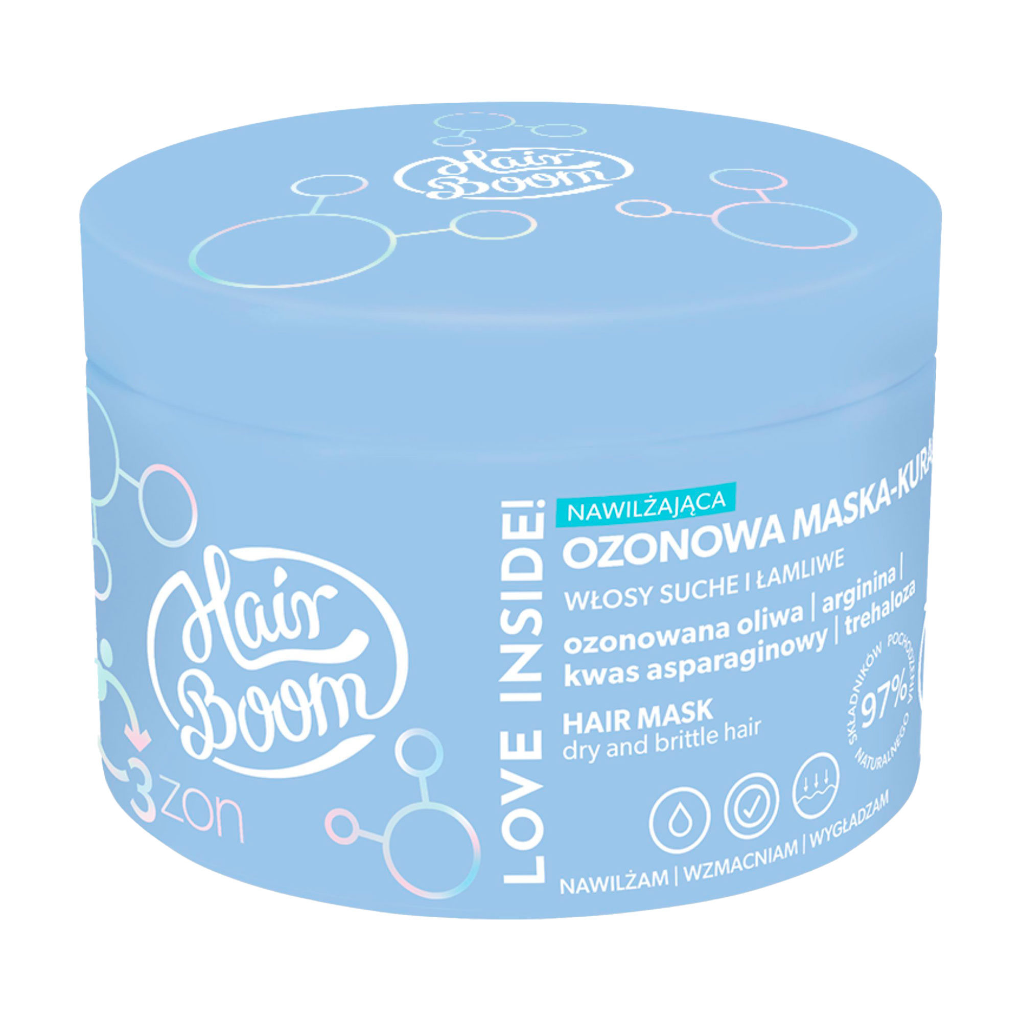 Зволожувальна озонова маска-догляд для волосся Body Boom Hair Boom O3zon Hair Mask, 225 мл